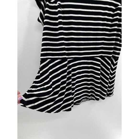 a.n.a. Women’s Short Sleeve Shirt Size 2X Black White Striped‎ Shirt - Picture 3 of 6